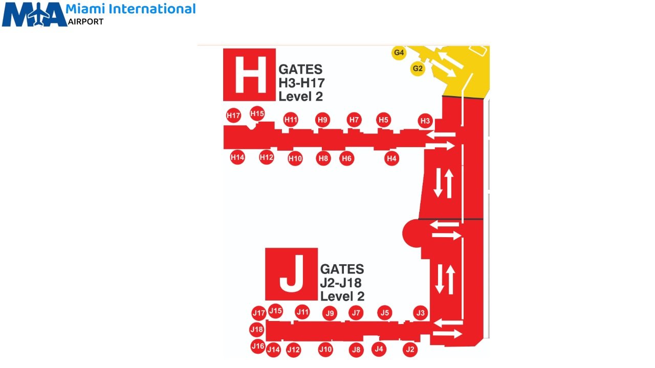 Miami Airport (MIA) South Terminal : Concourses, Levels, Gates, and Airlines
